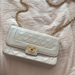 Chanel White Quilted Flap Gold Hardware Auth 90s